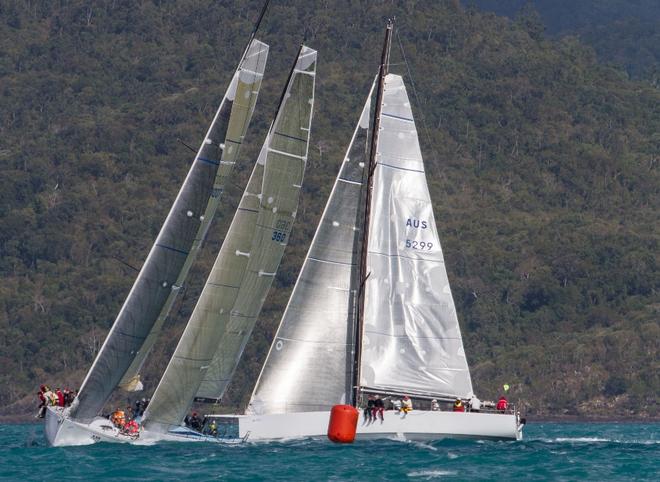 Pretty Fly III, Patrice and Victoire at the windward mark. Little separated them throughout the 42nm passage race - Vision Surveys Airlie Beach Race Week 2014 © Shirley Wodson